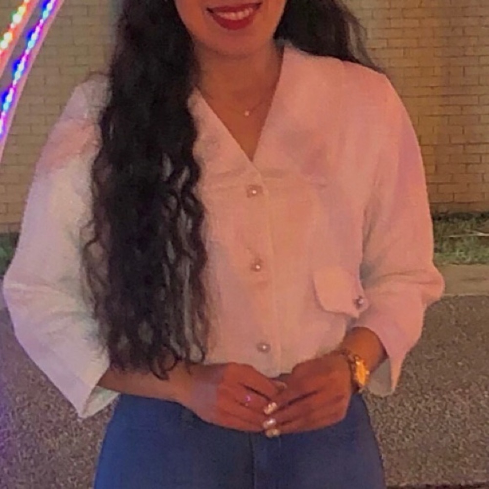 Off white tweed blazer classy top